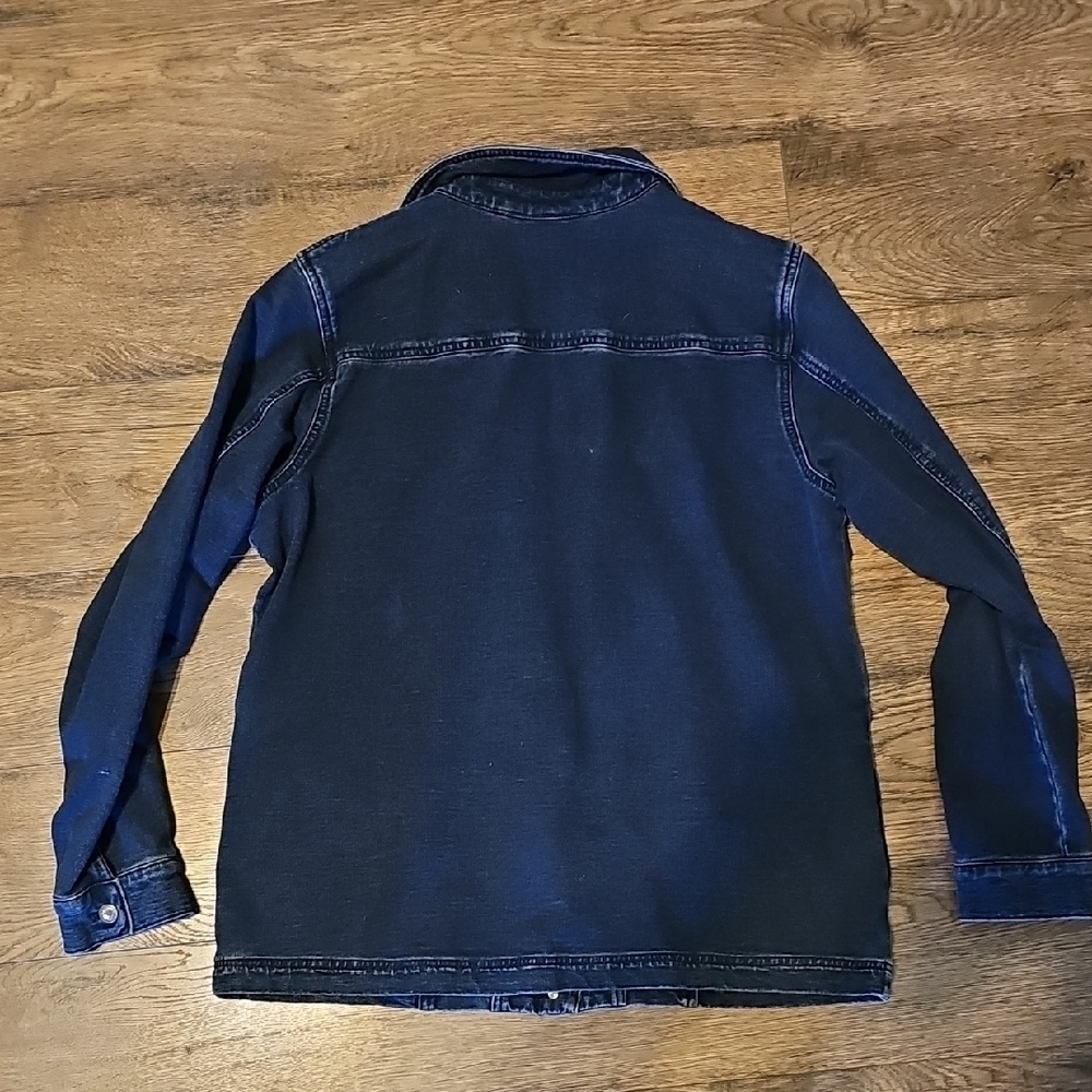 Quacker Factory Blue Jean Jacket Silver Accents Medium Stretch  Coat Vintage - Picture 8 of 8
